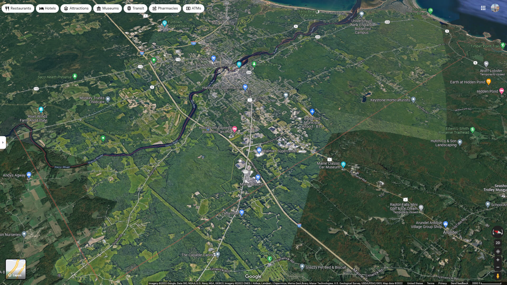 Biddeford Aerial Map Maine